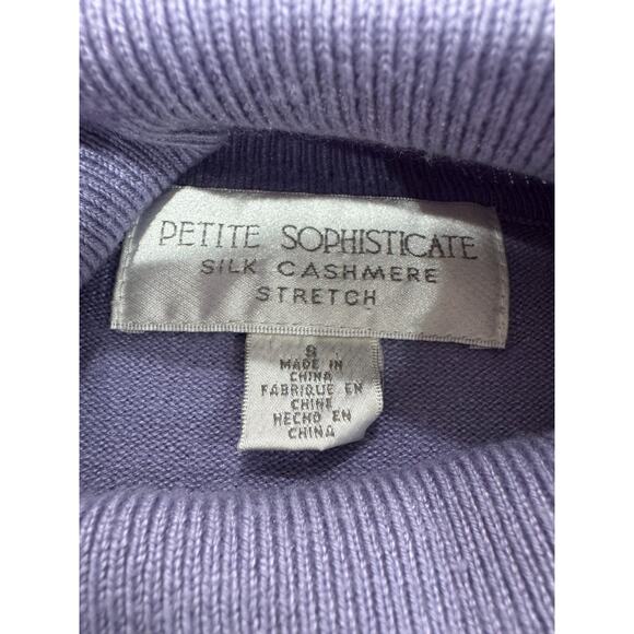 Vtg Petite Sophisticate Silk Cashmere Lavender Turtleneck Sweater Sz S Stretch - Picture 8 of 10